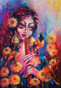 Azra Wahab, 15 x 22 Inch, Acrylic on Canvas, Pigeon Painting, AC-AZW-025